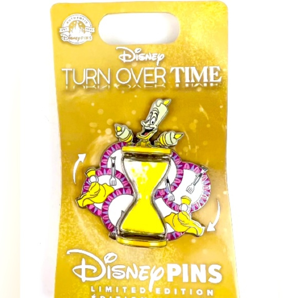 Disney Parks Beauty & The Beast Turn Over Time Lumiere Spinner Hourglass Pin